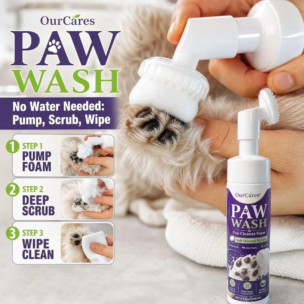 Dog Paw Cleaner Foam No Rinse Silicone Brush Alcohol Free Oat Cica Lavender New